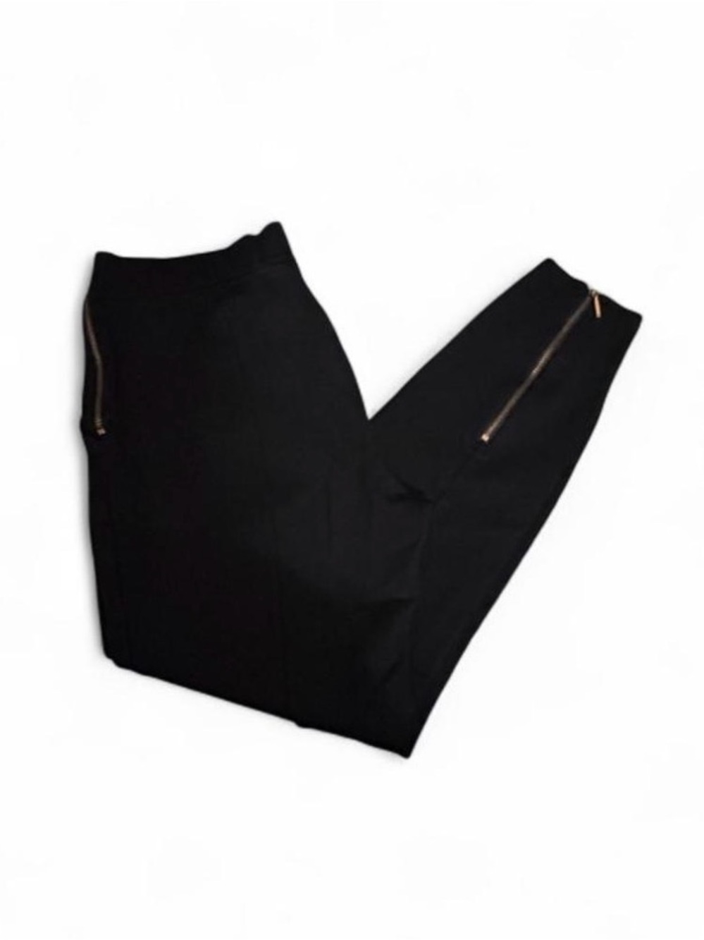 Womens Armani Exchange Black Stretch Leggings Pants with Zipper Detail M